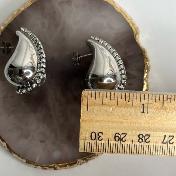 Stainless Steel Water Drop Zircon Earrings - Picture 3 of 9